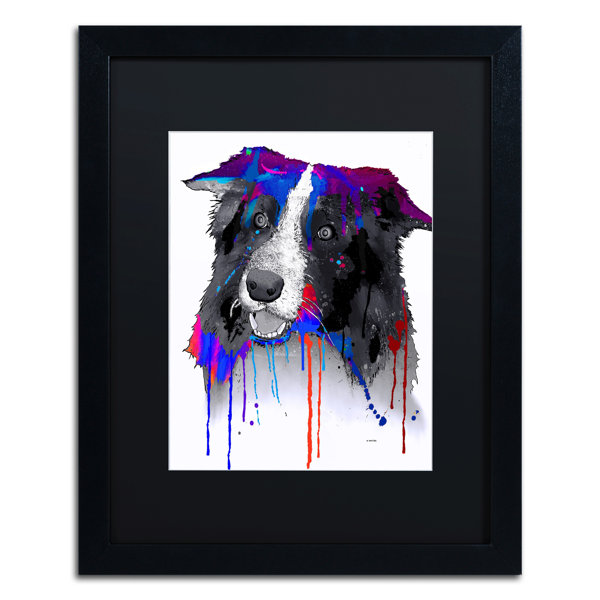 Trademark Art Border Collie Framed Painting Print On Canvas