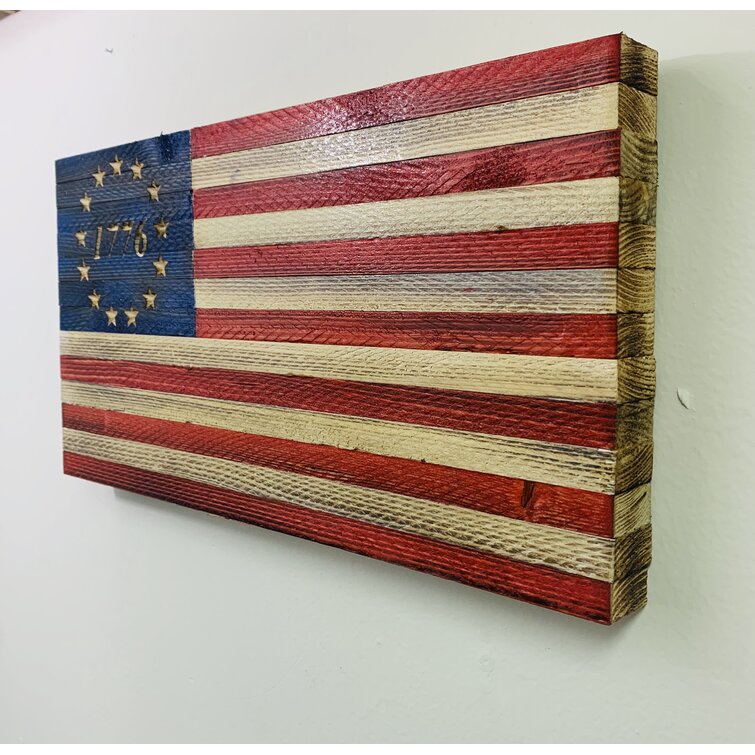 Patriotic Colored American Flag Metal Wall Art  Small Size 