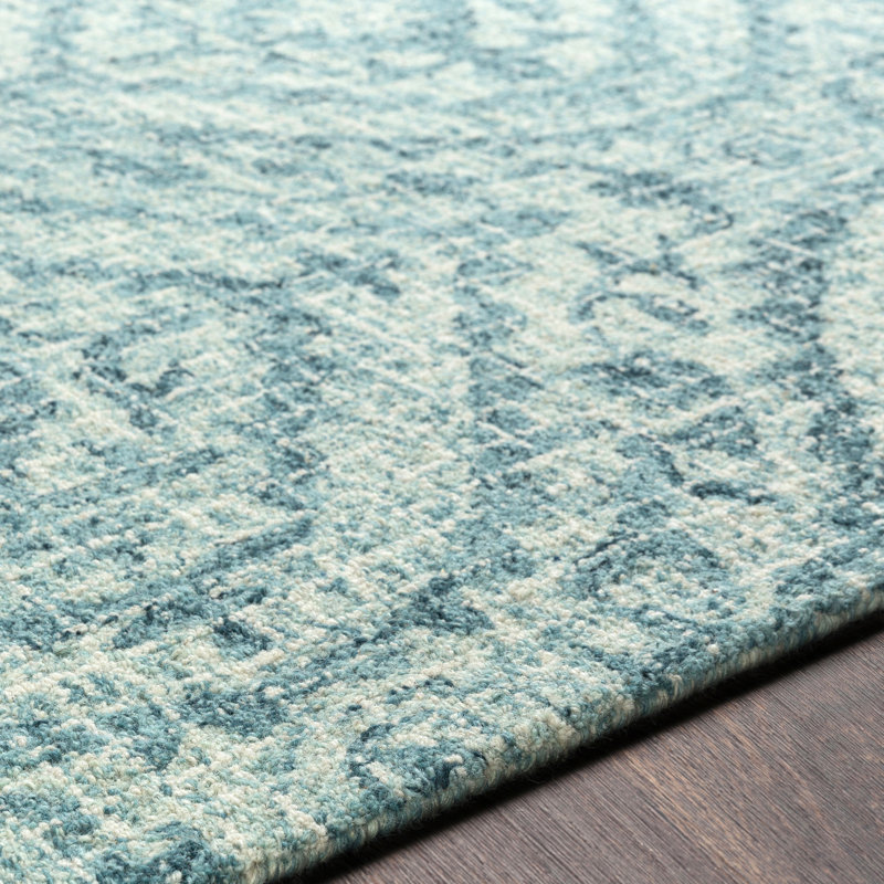 Bungalow Rose Waterville Geometric Hand Tufted Sea Foam Teal Area Rug Wayfair