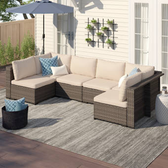 Brayden Studio Vankirk 4 Piece Sectional Seating Group With Cushions Reviews Wayfair