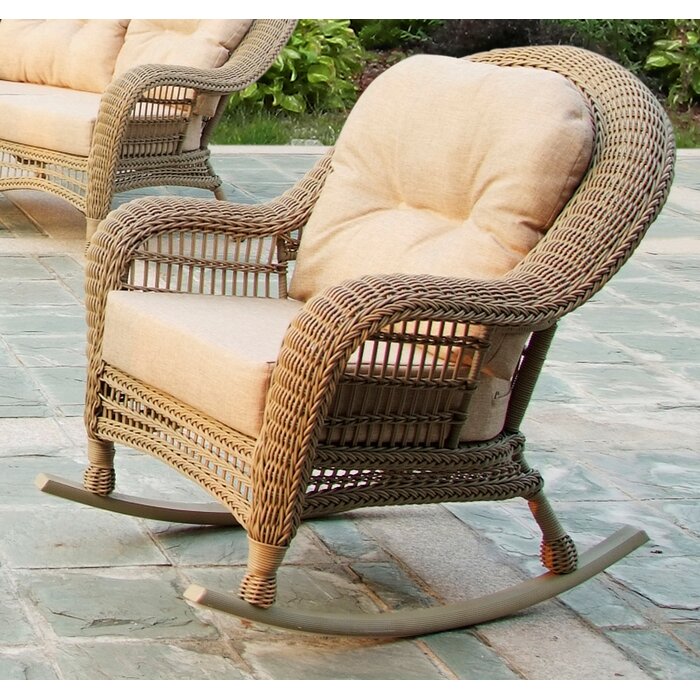 One Allium Way Ophelie Outdoor Garden Cappuccino 2 Piece Rocking