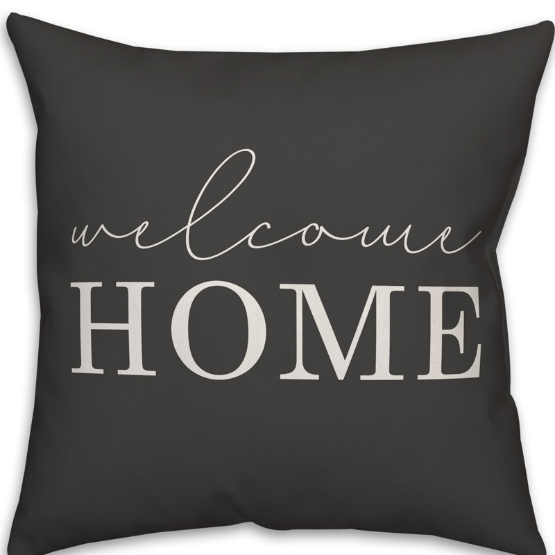 Gracie Oaks Cokato Welcome Home Thin Indoor Outdoor Throw Pillow