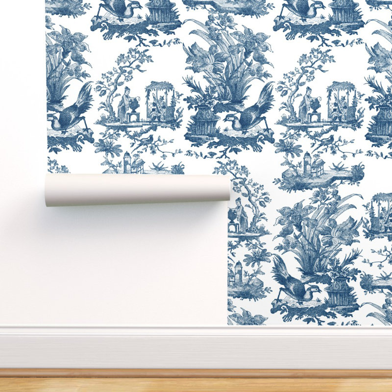 Charlton Home Nenita Chinoiserie Toile Removable Peel And Stick Wallpaper Roll Wayfair