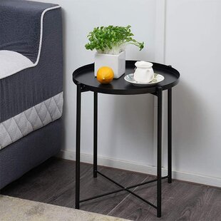 Tray Metal End Table Round Table Storage Top Serving Tray Removable Coffee Table 
