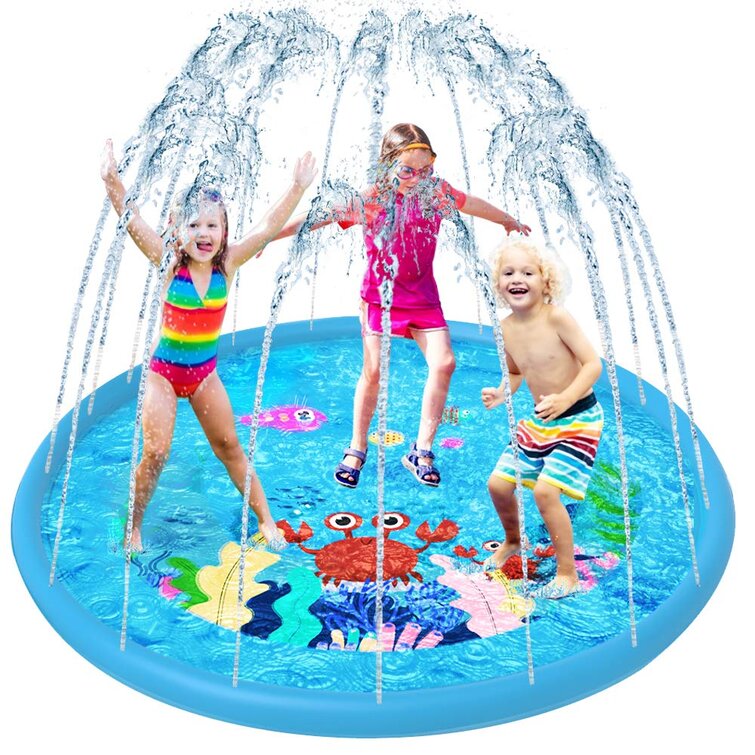 67" Inflatable Sprinkler Play Mat Splash Pad Kids Outdoor ToyS Spray Water Mat 