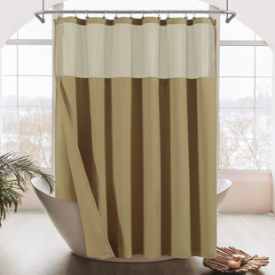 mDesign LONG Water Repellent Fabric Shower Curtain/Liner 72 x 84" Taupe/Brown 