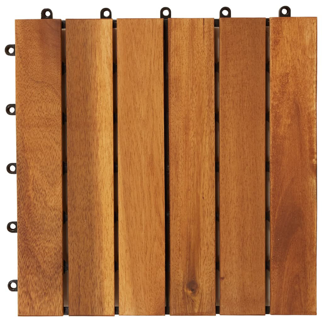 30x Acacia hardwood decking tiles interlocking Patio garden 30cm x 30cm 6 slat 
