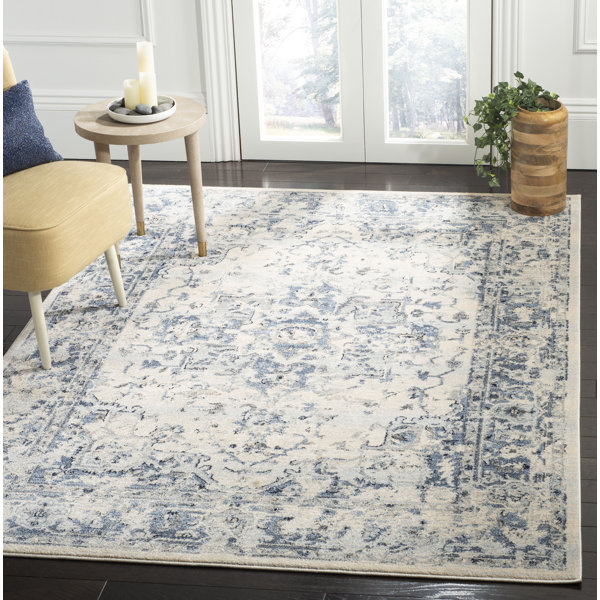 Charlton Home® Jase Oriental Ivory/Navy Area Rug & Reviews | Wayfair