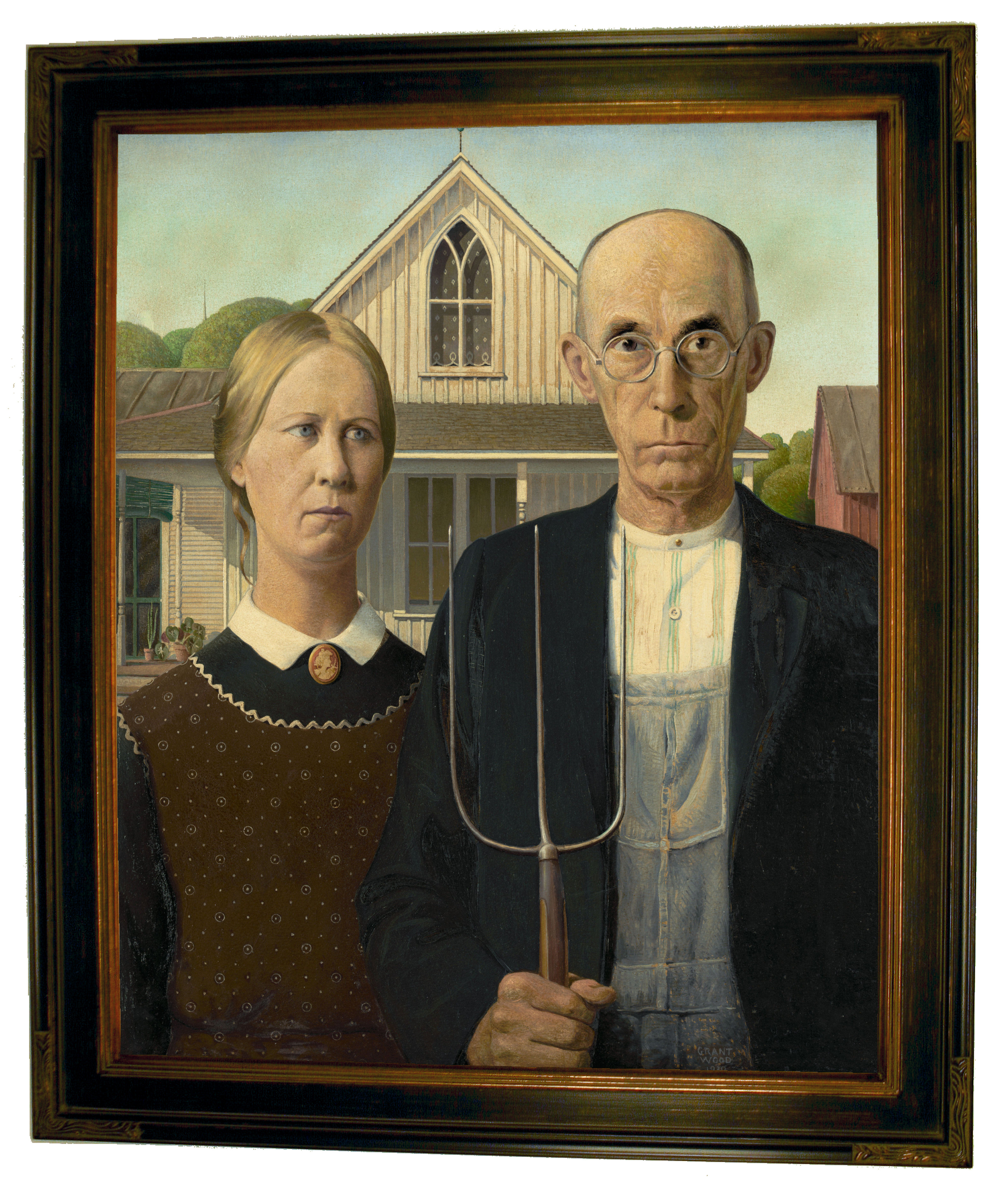 Historic Art Gallery American Gothic By Grant Wood Framed Painting Print Wayfair