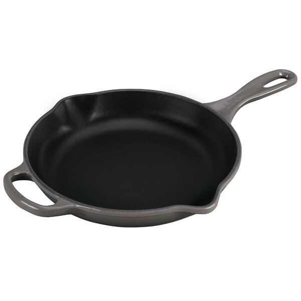 NATURAL Cookware 10 Inch Cast Iron Skillet With Yellow Silicone Holder 