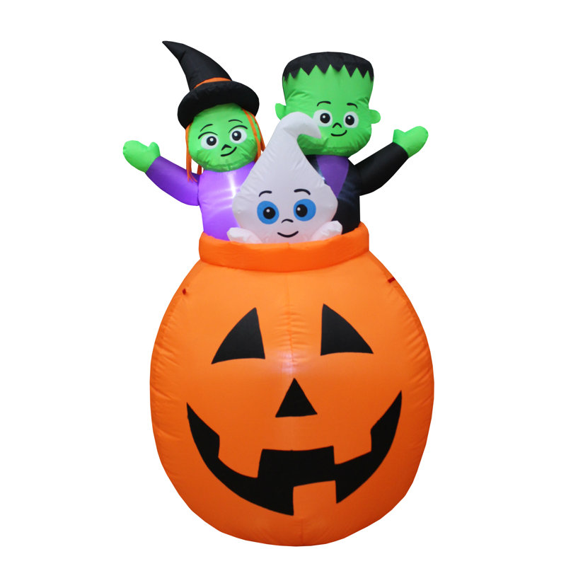 The Holiday Aisle Pumpkin Basket With Baby Ghost Witch And