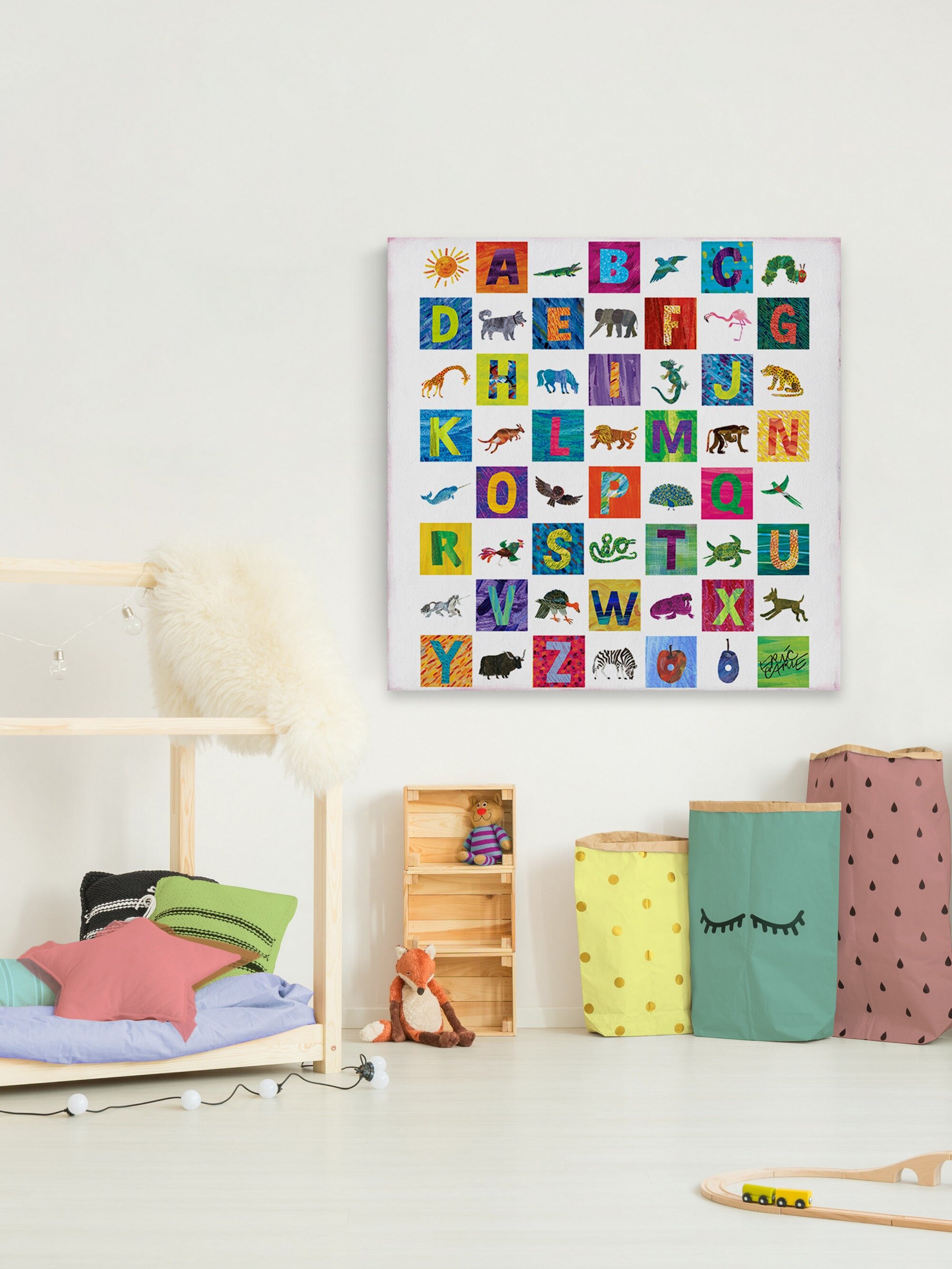 Kids Alphabet Letters with Pictures on Large Canvas Wall Art Zoo Animal ABC Kids Baby Toddlers Preschool Learning Educational Posters