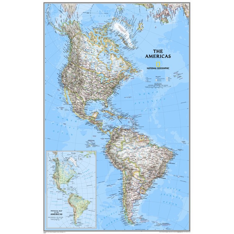 National Geographic Maps The Americas Classic Wall Map - Wayfair Canada