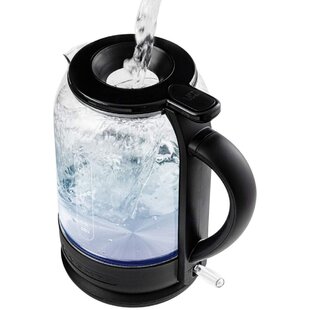 Auto Shut-Off & Boil Dry Protection,Black Electric Kettle 1000W Water Kettle with LED Light 1.2L Glass Electric Tea Kettle BPA Free Cordless Water Boiler with Stainless Steel Inner Lid and Bottom 