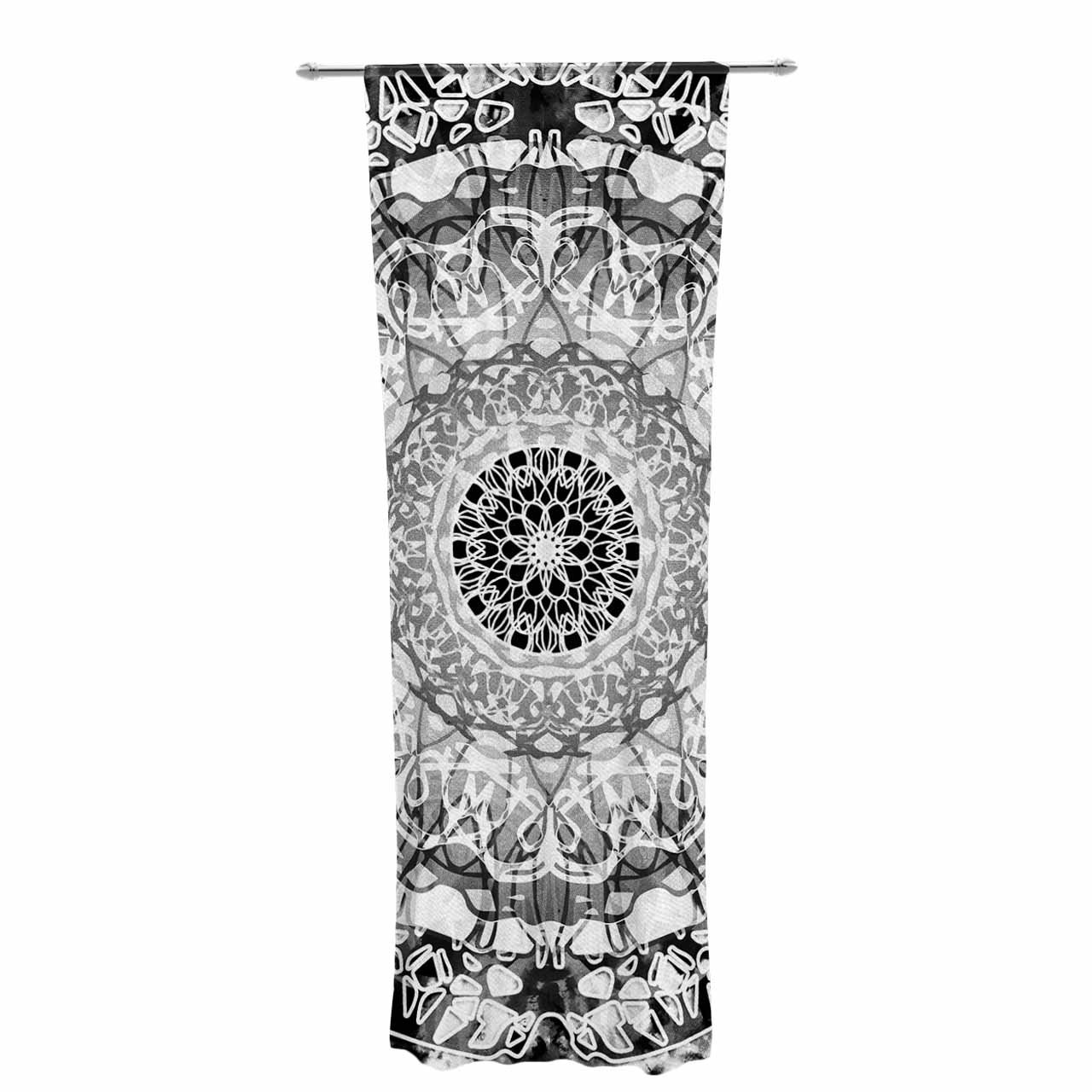 Kess InHouse Nina May Tie-Dye Mandala Jain Black White Illustration 26 x 26 Square Floor Pillow
