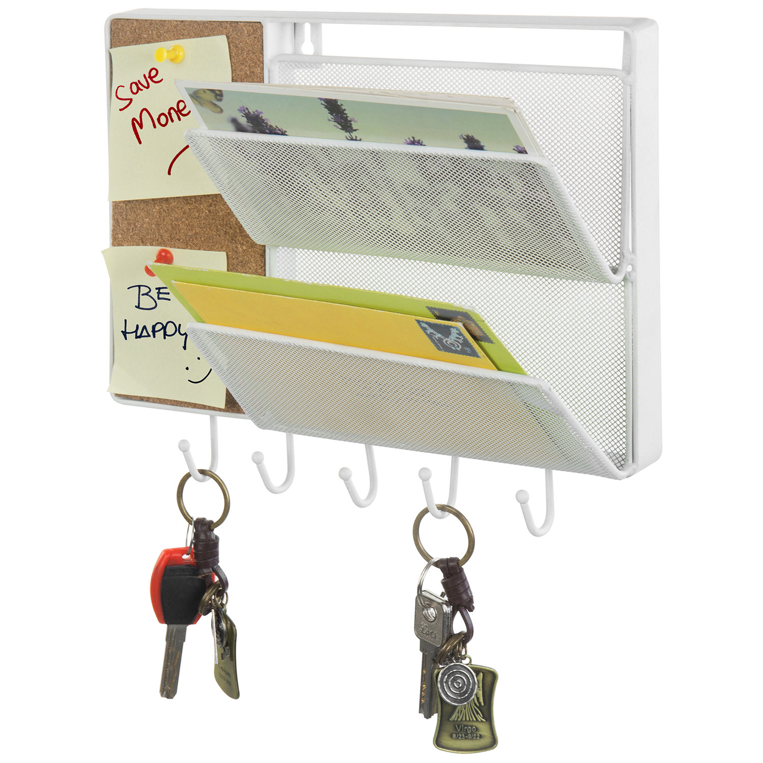 Ebern Designs Aftab Wall Key and Mail Organizer with Corkboard