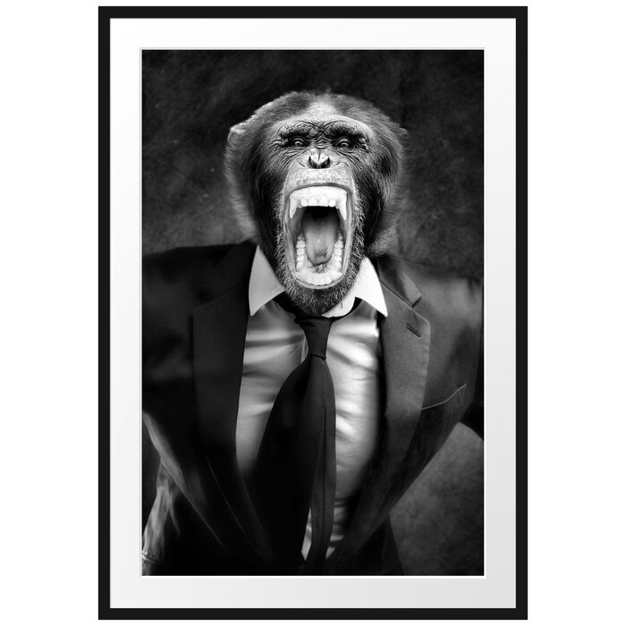 East Urban Home Monkey Wearing Suit - Picture Frame Photograph ...
