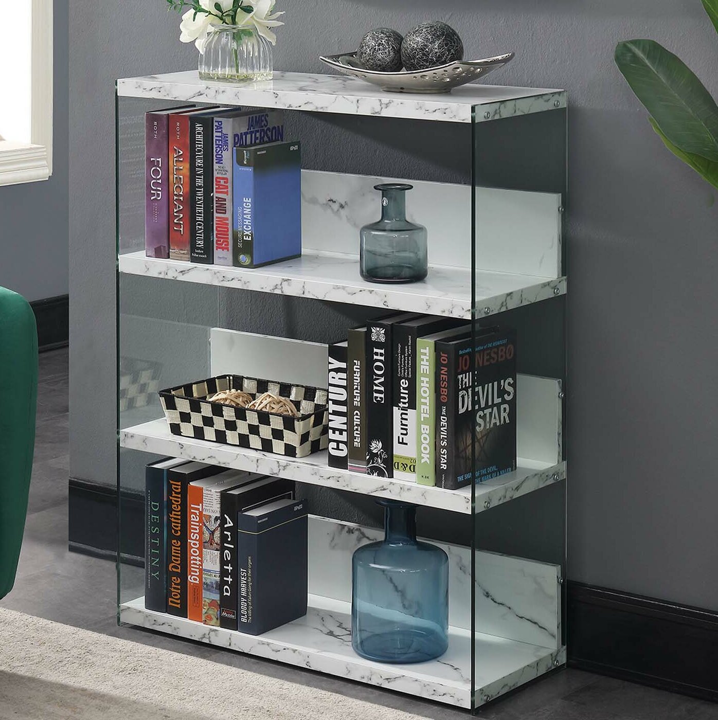 Wade Logan Calorafield 40 75 H X 31 5 W Glass Standard Bookcase Reviews Wayfair