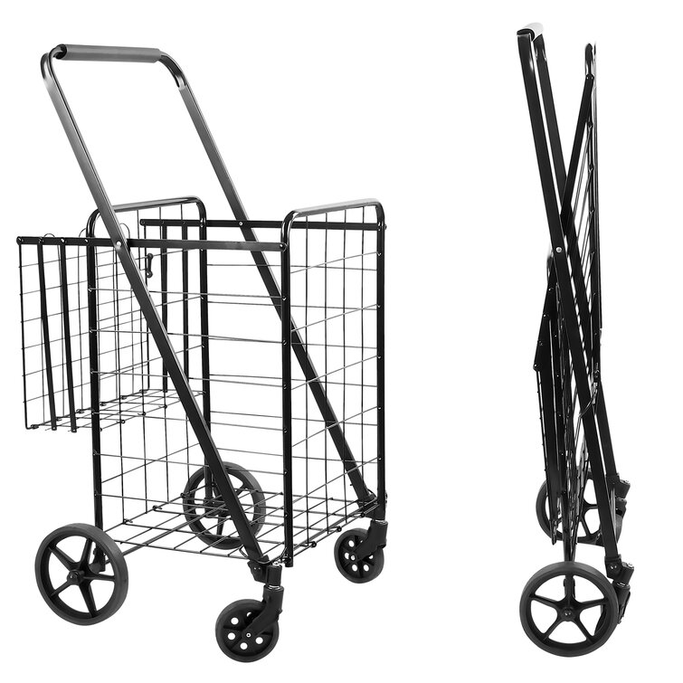 Shopping Trolley Cart Grocery Large Capacity Light Weight Push Bag Basket Wheels