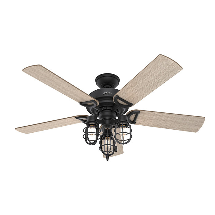 Hunter 52 Starklake Natural Iron Ceiling Fan With Light Kit Included