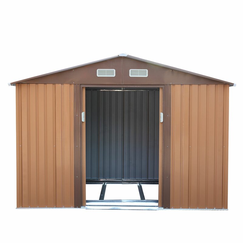 Jaxpety Outdoor 9 ft. W x 6 ft. D Metal Storage Shed | Wayfair