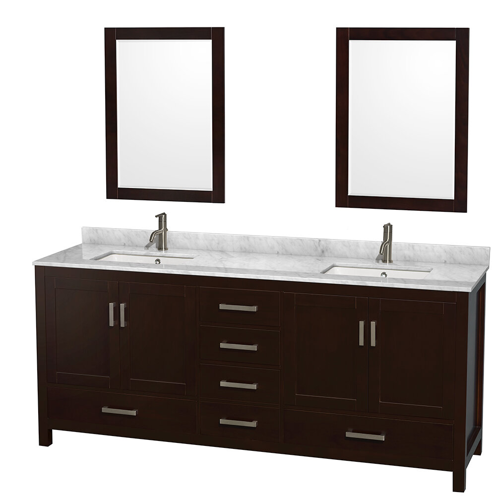 Wyndham Collection Sheffield 80 Double Bathroom Vanity Set With Mirror Reviews Wayfair