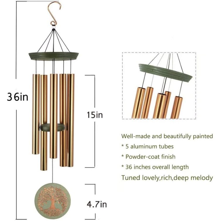 36 Inch Large Wind Chimes Outdoor Sympathy Famiry Wind Chimes Outdoor Deep Tone
