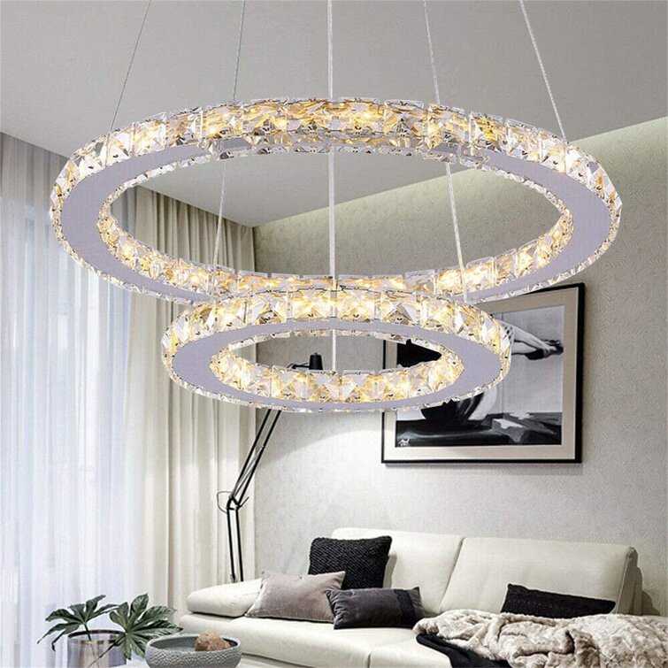 LED Crystal Round Pendant Light Chandelier Lamp Ceiling Fixture Home Decor 