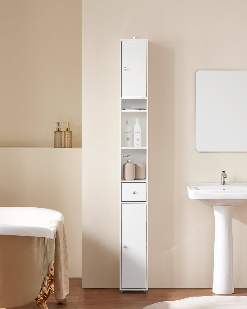 Dirksen Bathroom Narrow Storage Tall Thin Cabinet Finish: White