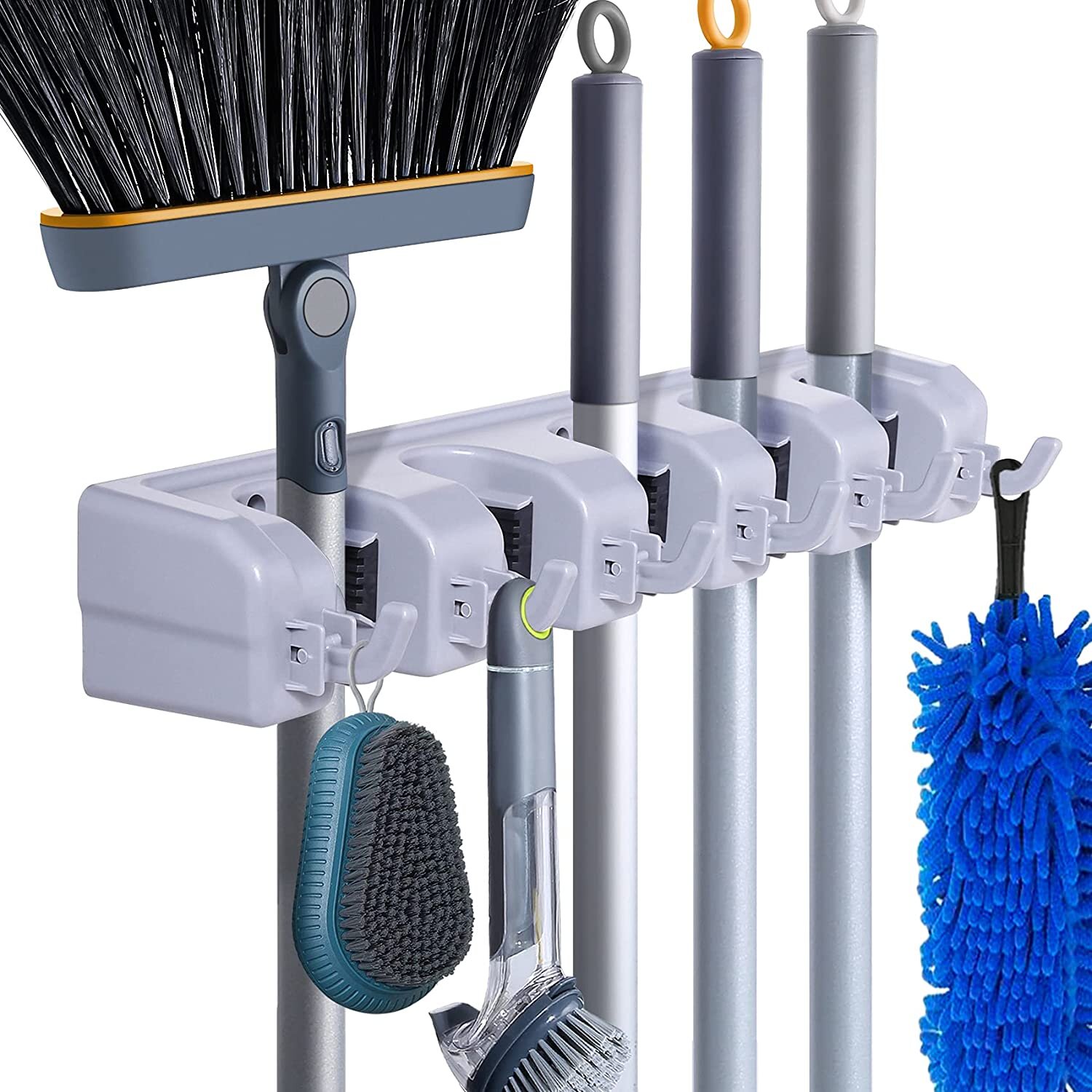 Wall Mounted Mop Brush Broom Organizer Hanger Holder Storage Rack Kitchen Clean 