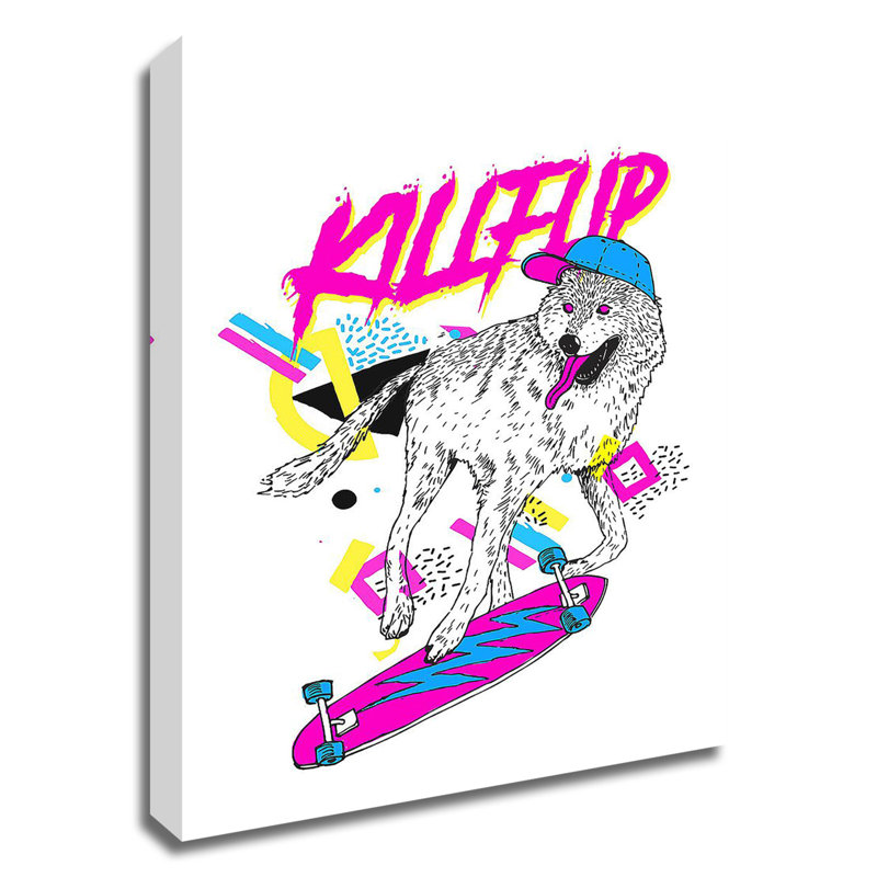 Latitude Run Kickflip Wolf By Robert Farkas Wrapped Canvas Graphic Art Print