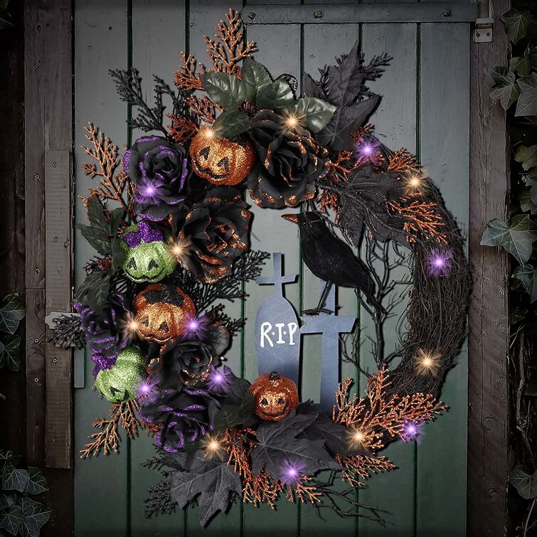 Hanging Ornament for Halloween Holiday Home Yard Decoration Halloween Theme Decoration Halloween Swag Wreath Fall Wreath Front Door Sign Novelty Garden Craft Decoration