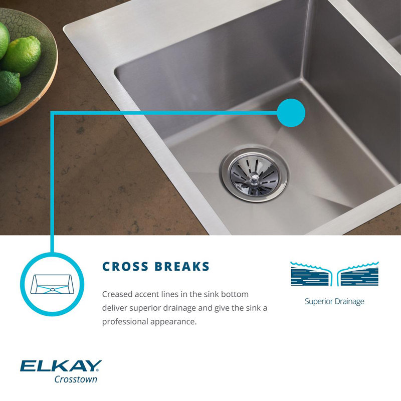 Elkay Crosstown 33 L X 22 W Undermount Drop In Kitchen Sink With Sink Grid Reviews Wayfair