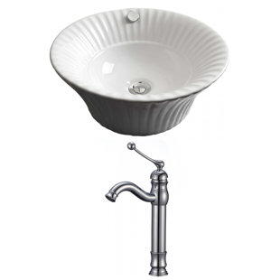 Go to store & view more images Royal Purple Bath Kitchen Ceramic Circular Vessel Bathroom Sink with Faucet and Overflow