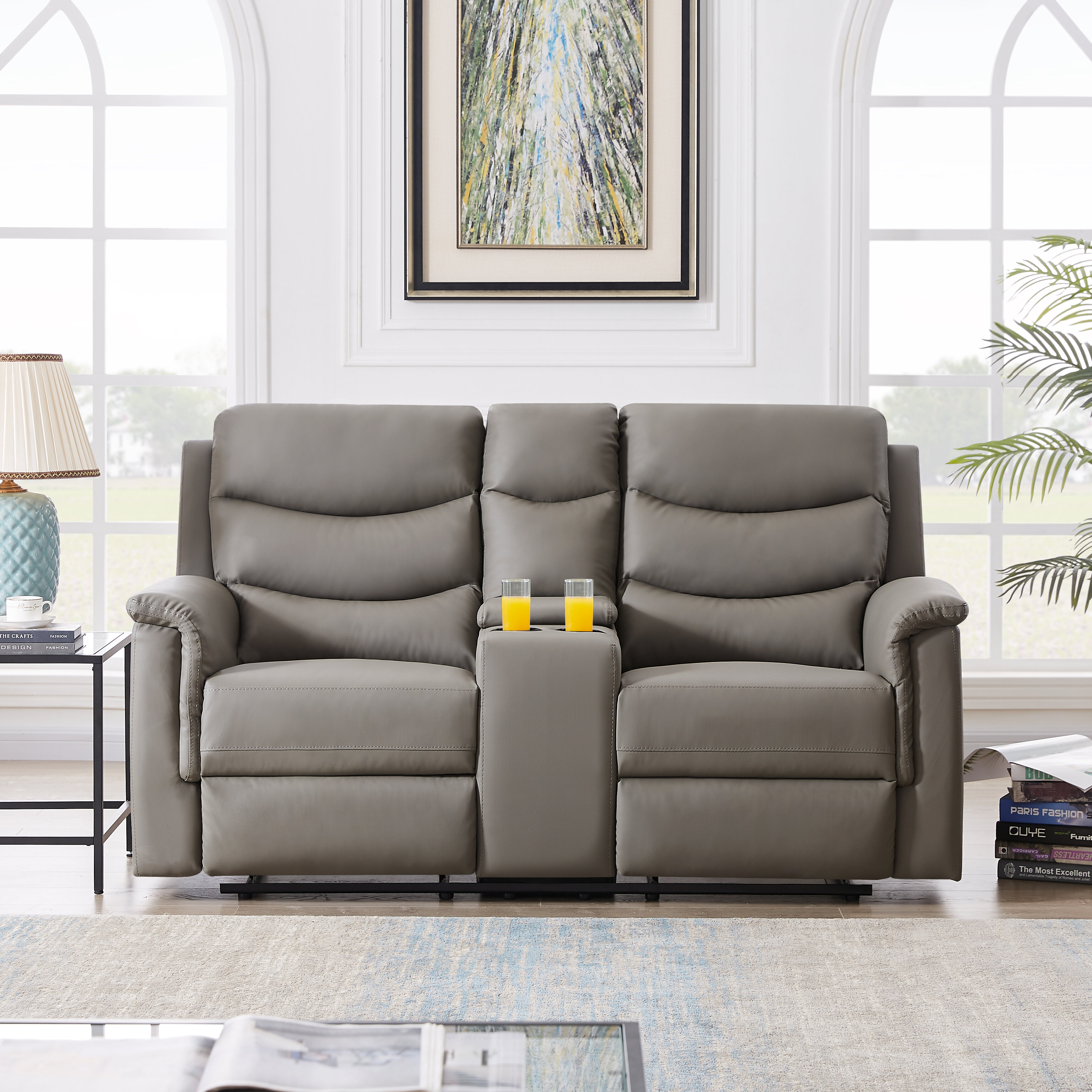 Details about   NEW Sofa Loveseat Chair Black Leather Living Room 5-Seater Recliner & Cupholders 
