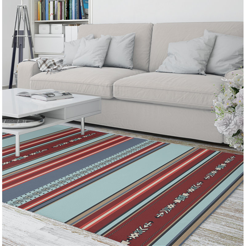 Foundry Select Thanos Power Loom Red Blue Rug Wayfair