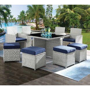Fenoglio Wicker/Rattan 8 - Person Seating Group with Cushions by Rosecliff Heights