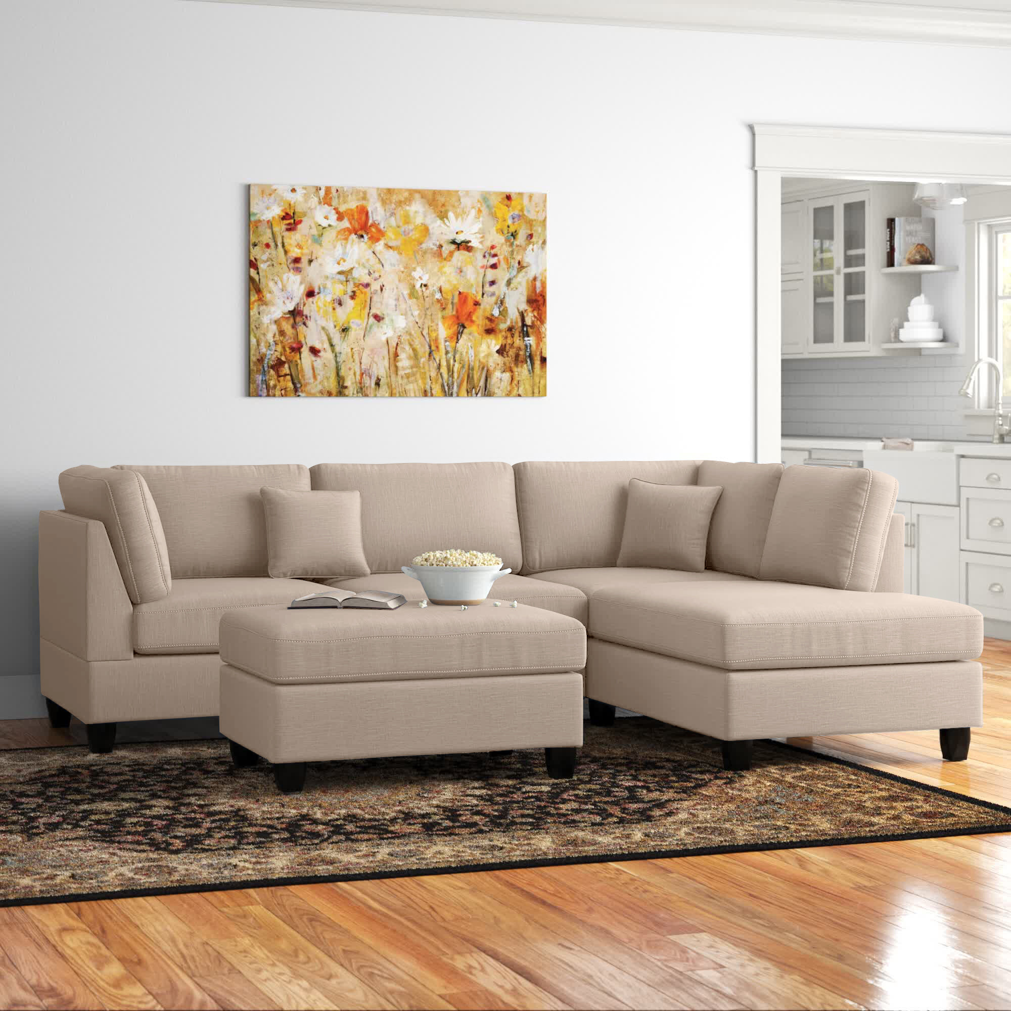Hemphill 104″ Wide Reversible Sofa & Chaise with Ottoman