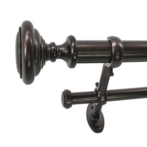 22 Park West Knob Telescoping Double Curtain Rod and Hardware Set