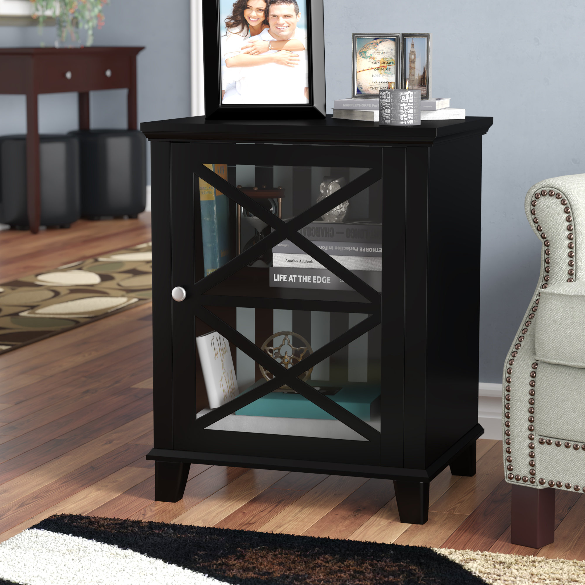 Alcott Hill Bridwell Stripe 1 Door Accent Cabinet Reviews Wayfair