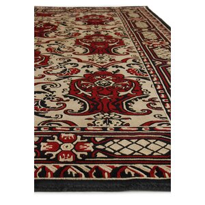 Traditional, New Zealand Wool, Black/Red (8' Round) Area Rug