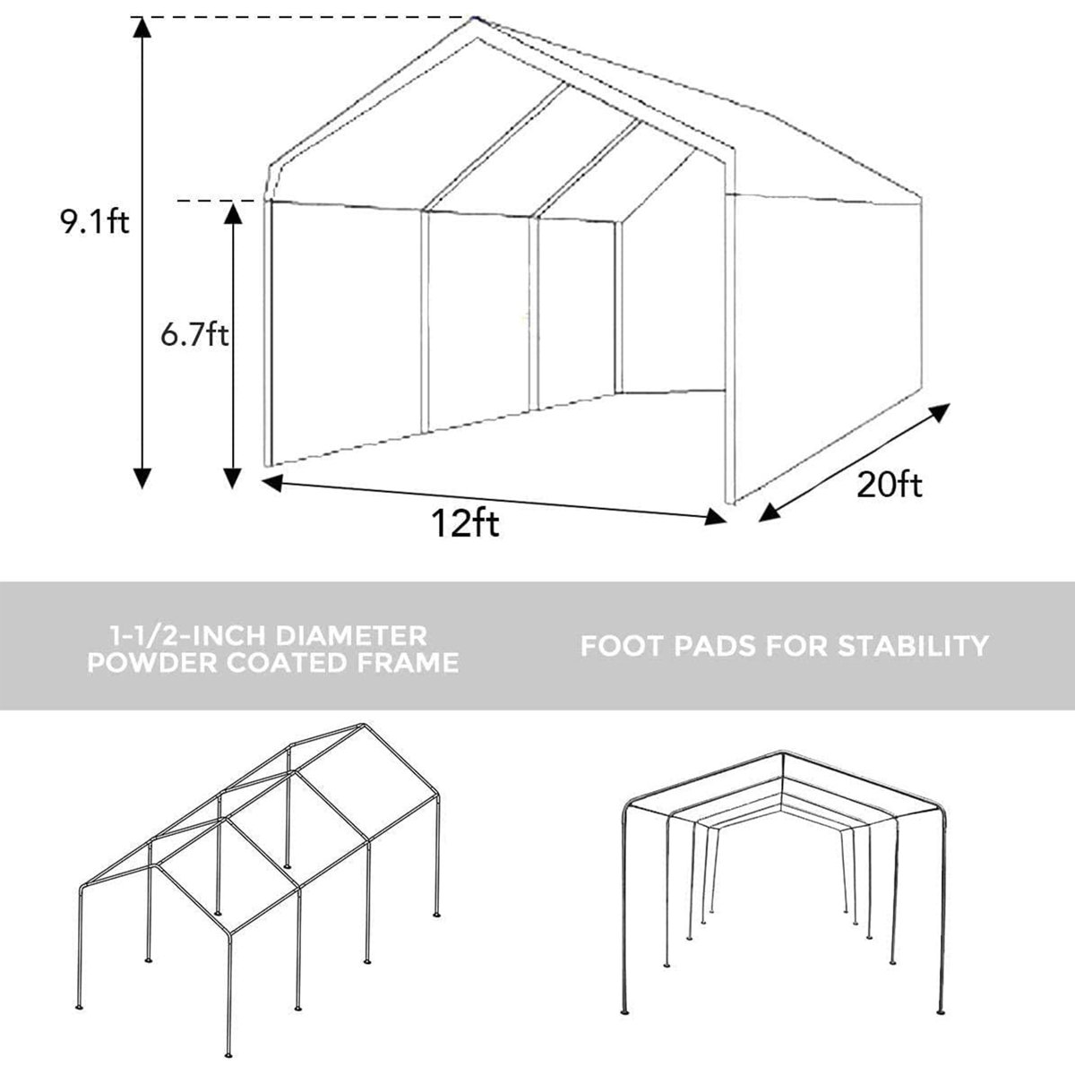 LAUREL CANYON Carport 12' W X 20' D Garage & Reviews | Wayfair