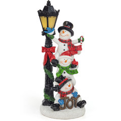 Festive Snowman Figurine Holding LED Snowball Light