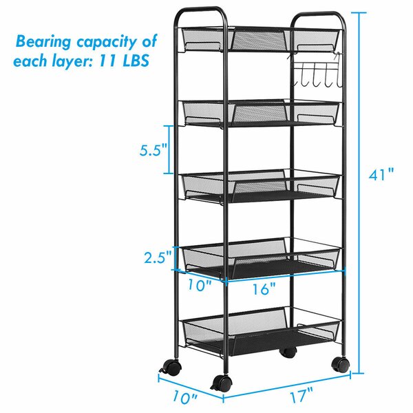 Costway 5 Tier Mesh Rolling Utility Cart & Reviews | Wayfair