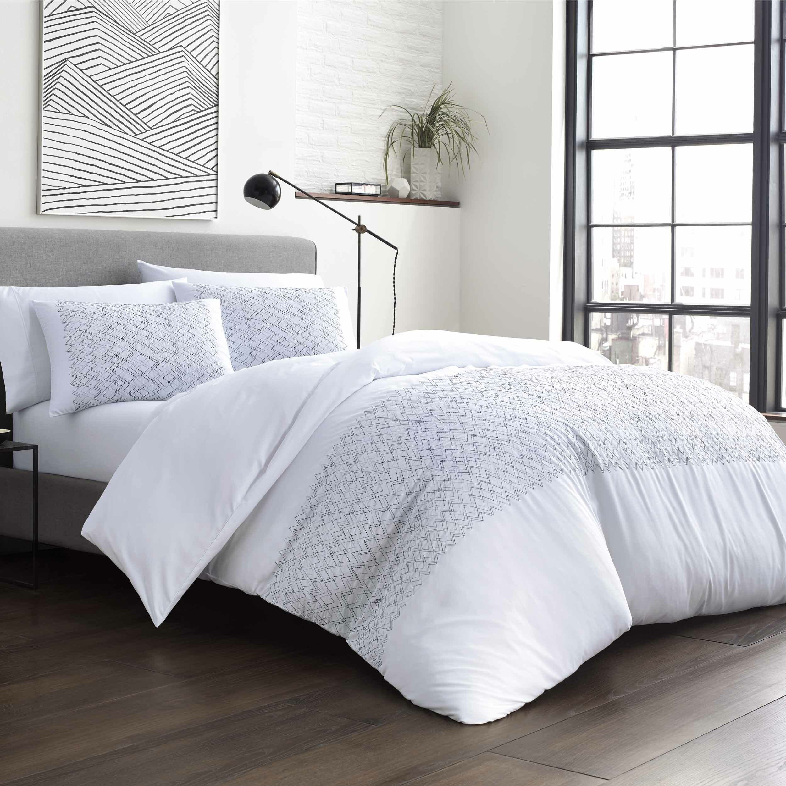 gray and white twin duvet cover