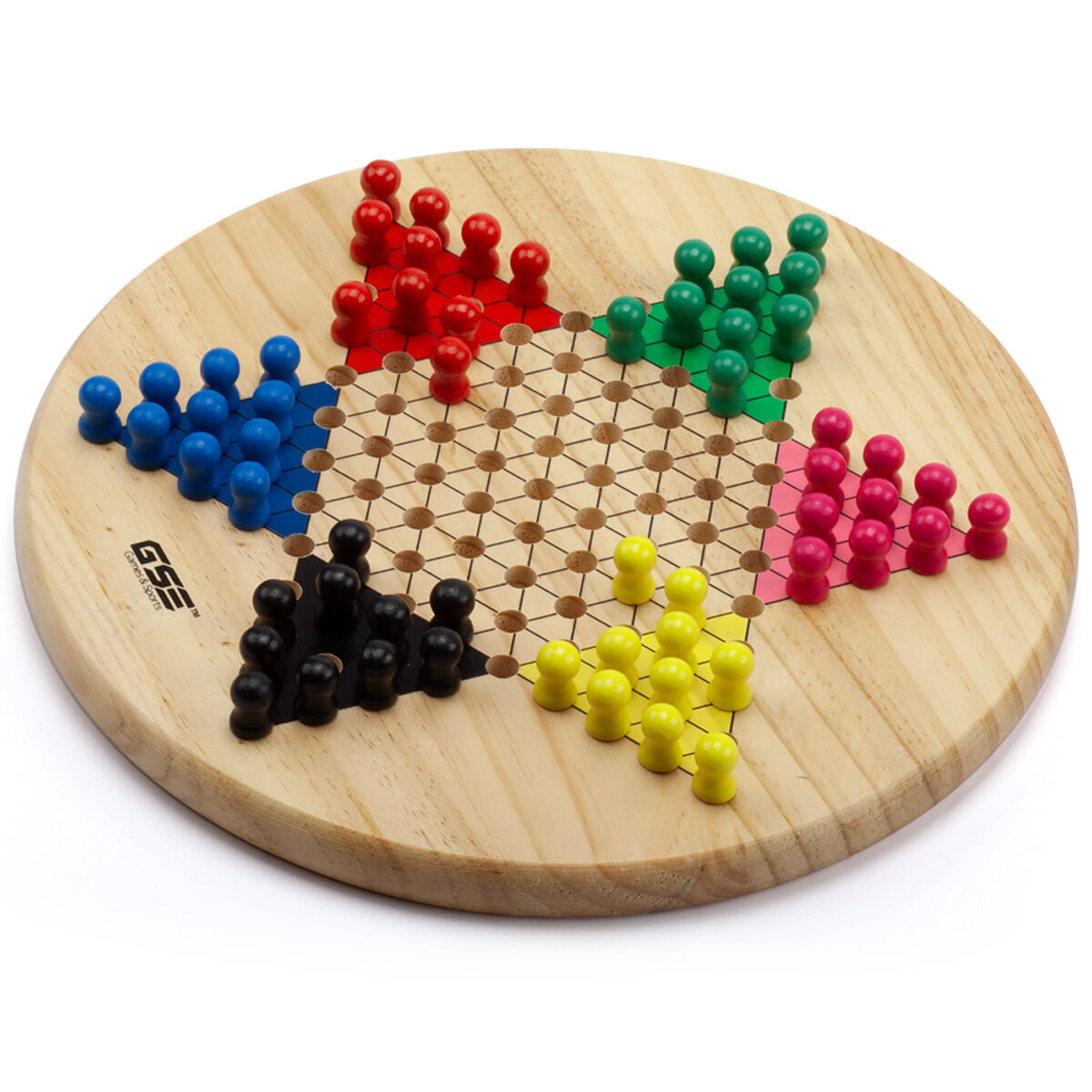Five in a Row Family Board Game Set 2-in-1 Wooden Chinese Checkers & Gobang 