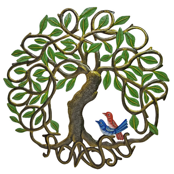 Red Barrel Studio Painted Willow Tree With 2 Birds Wall Decor