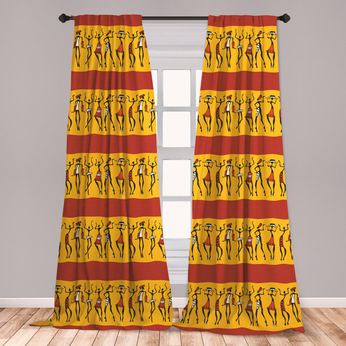 East Urban Home Ambesonne African Curtains Dancing Abstract Wall