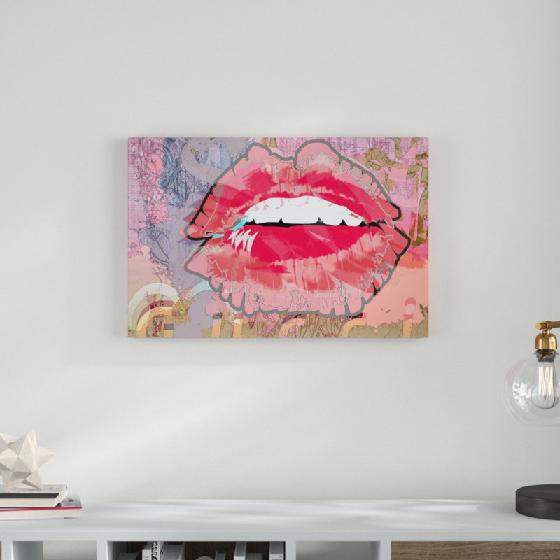 Ivy Bronx Print Of Lips Watercolor Painting Print On Canvas
