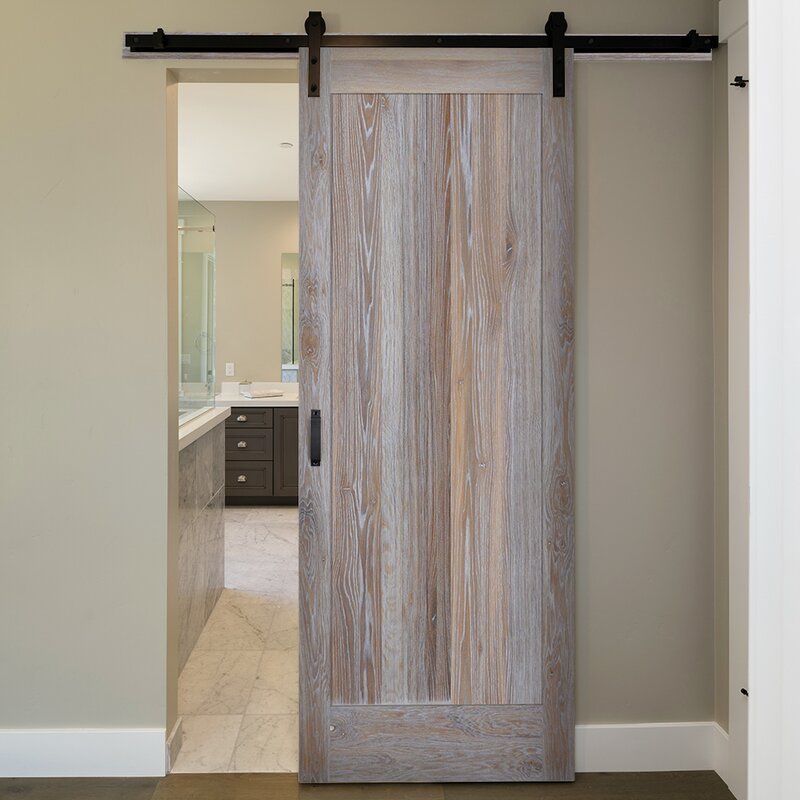 Verona Home Design Flush Manufactured Wood Finish Rustic Barn Door